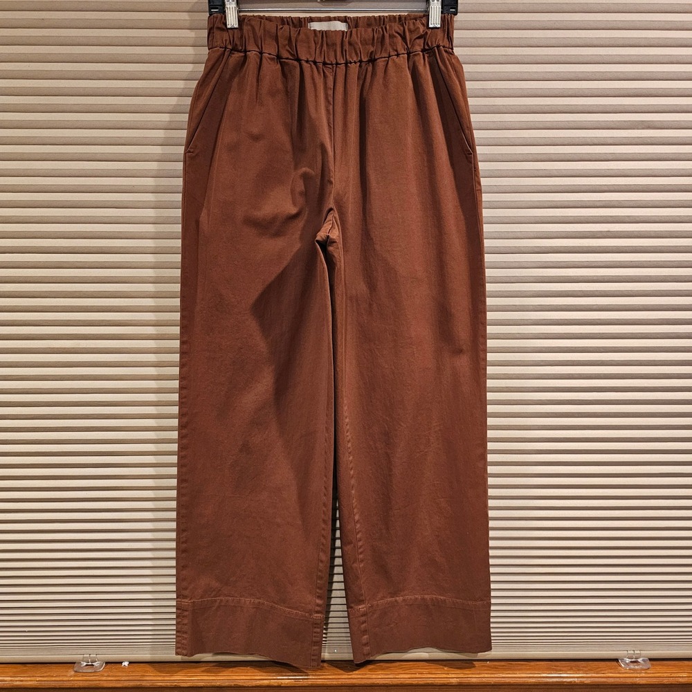 Everlane Women Rust Brown Organic Cotton Wide Leg Pull On Pants Size 6 High Rise